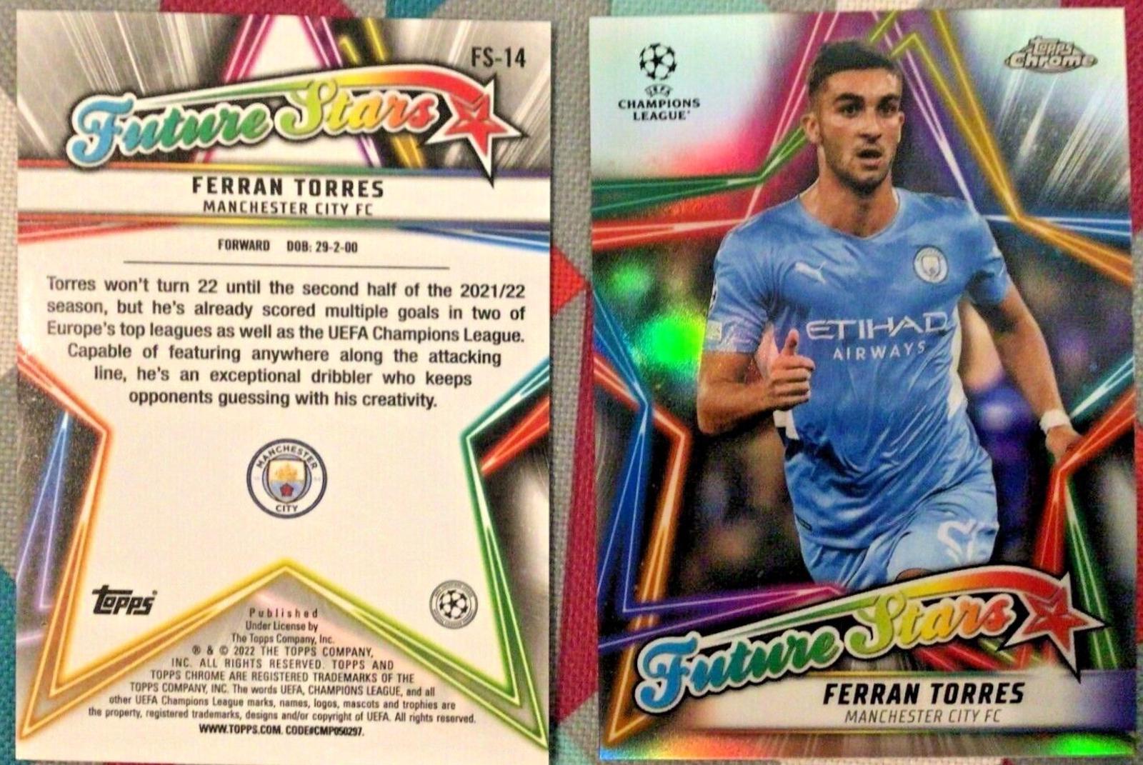 Ferran Torres #FS-14 Soccer Cards 2021 Topps Chrome UEFA Champions League Future Stars