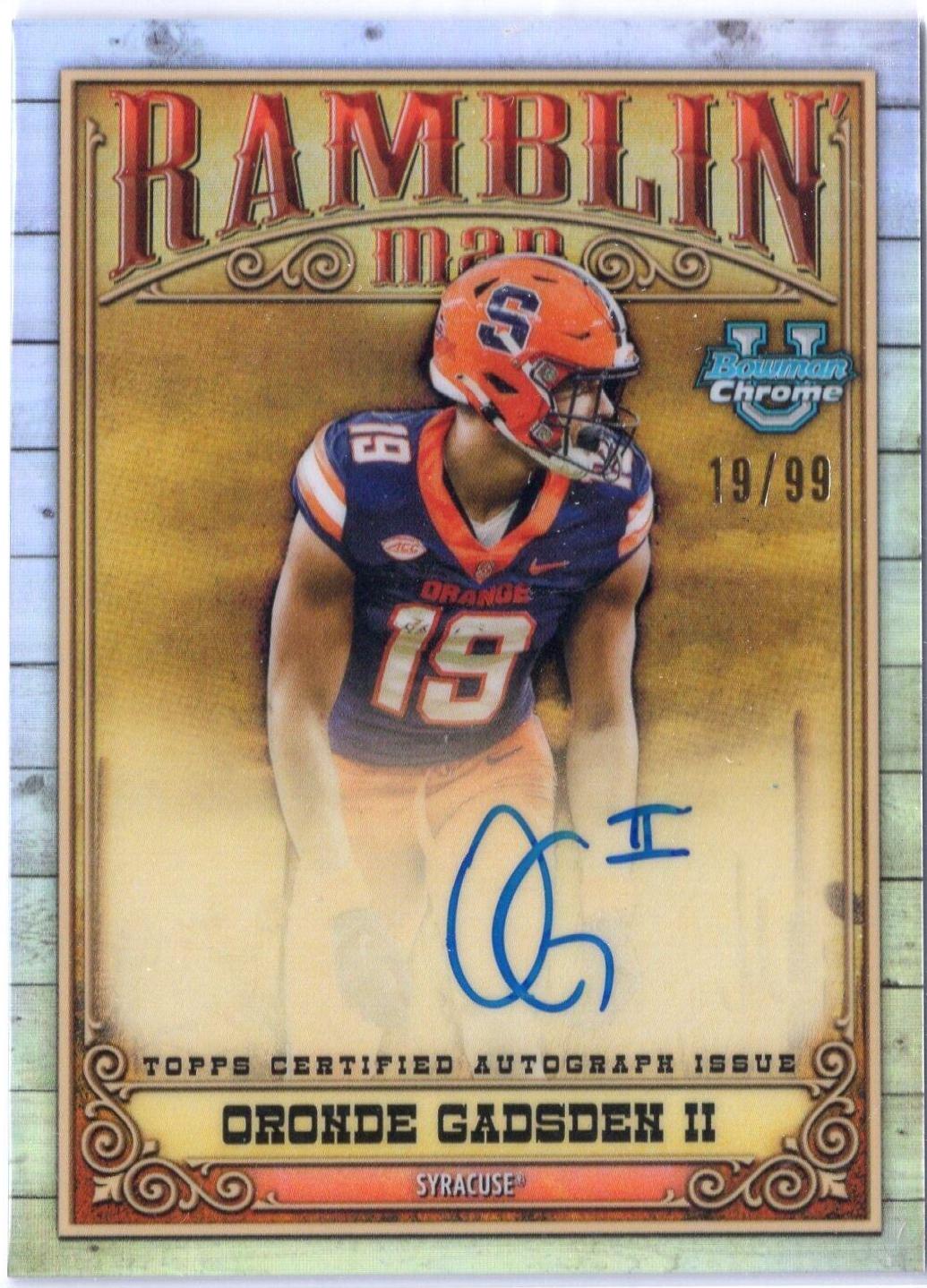Oronde Gadsden II #RMA-OG Football Cards 2023 Bowman Chrome University Ramblin' Man Autographs