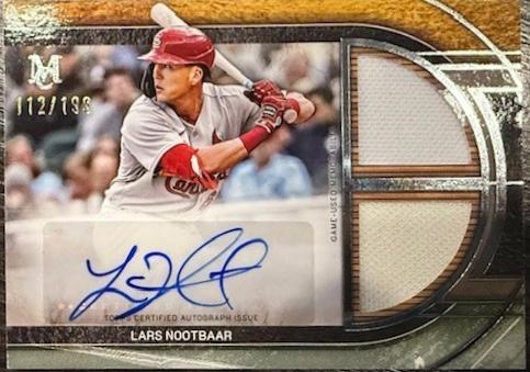 Lars Nootbaar #SPDRA-LN 2025 Topps Museum Collection Single Player Signature Swatch Dual Relic Autograph Baseball