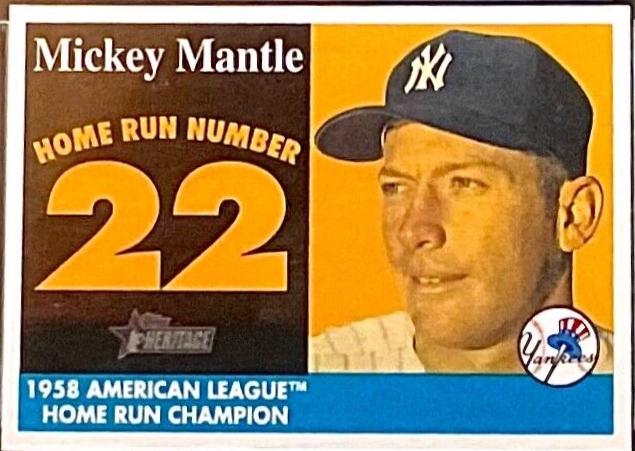 Mickey Mantle #MHRC22 Baseball Cards 2007 Topps Heritage 1958 Home Run Champion