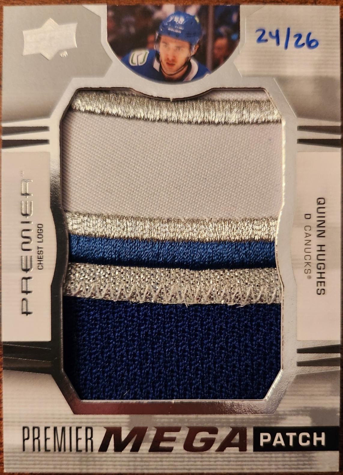 Quinn Hughes #PMP-QH 2021-22 Upper Deck Premier Hockey Premier Mega Patch Chest Logos