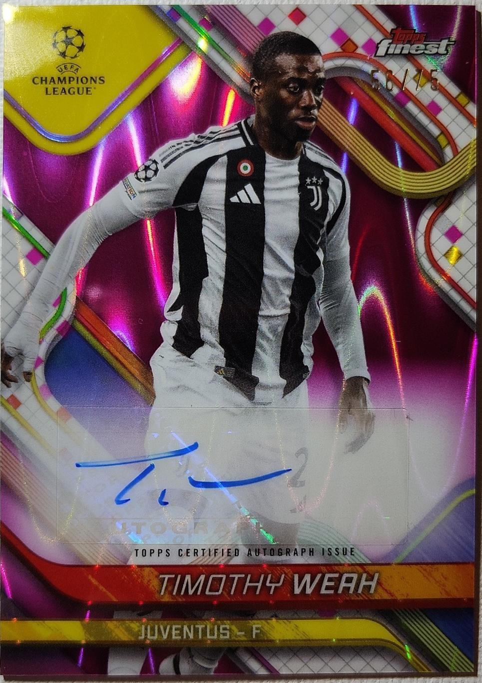 Timothy Weah #BA-TW 2024 Topps Finest UEFA Autograph