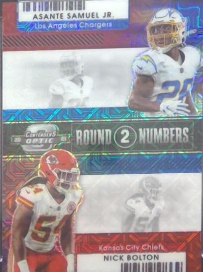 Asante Samuel / Nick Bolton #RN-ASA Football Cards 2021 Panini Contenders Optic Round Numbers
