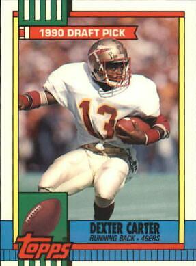 Dexter Carter #6 Football Cards 1990 Topps Tiffany
