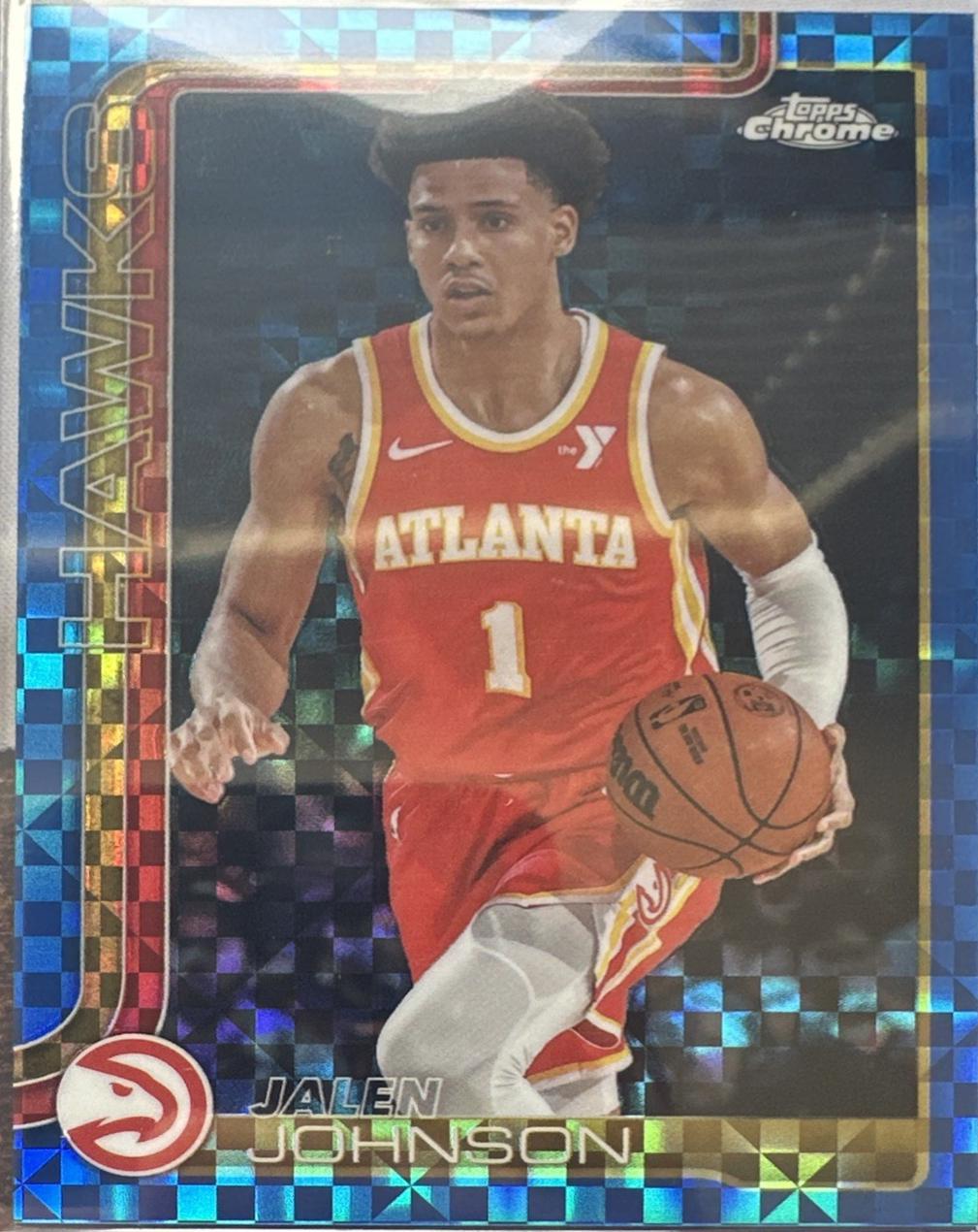 2025 Topps Chrome Jalen Johnson [Blue X-Fractor] #56 card