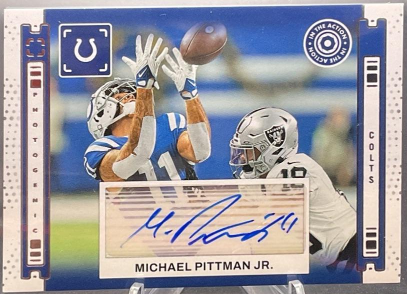 Michael Pittman Jr. #IAA-MPI Football Cards 2024 Panini Photogenic In the Action Autograph