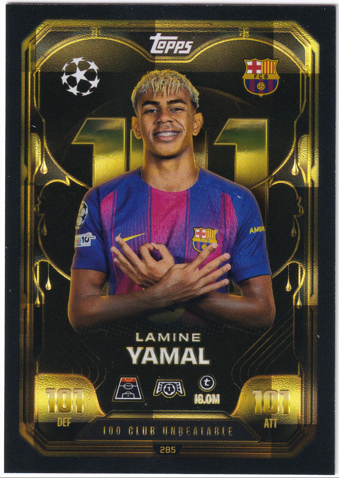 Lamine Yamal #285 2025 Topps Match Attax Extra Soccer
