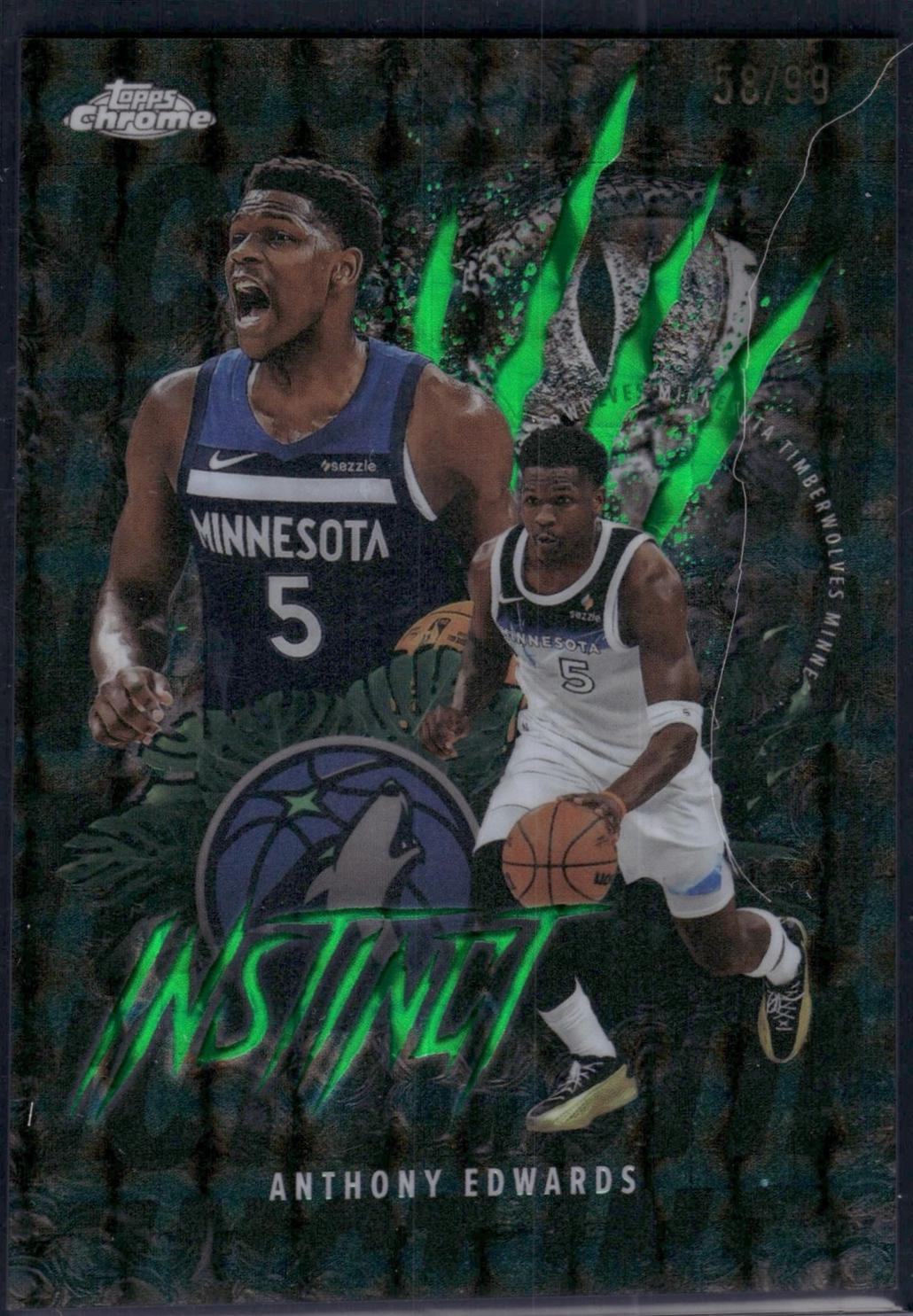 2025 Topps Chrome Instinct Anthony Edwards [Refractor Green Geometric] #INS-7 card