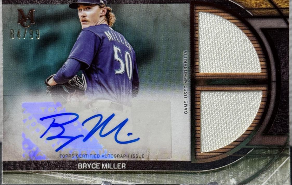 Bryce Miller #SPDRA-BM 2025 Topps Museum Collection Single Player Signature Swatch Dual Relic Autograph Baseball
