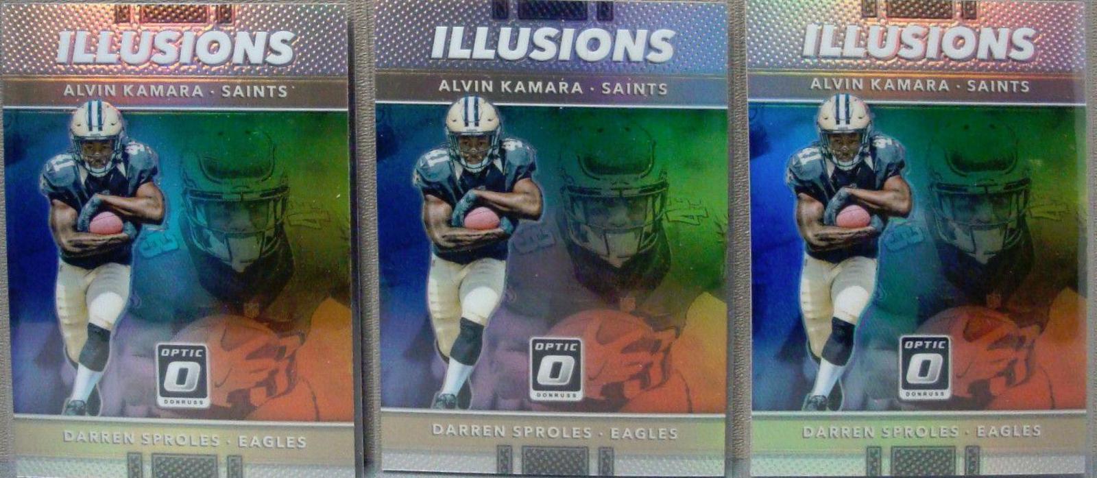 Alvin Kamara, Darren Sproles #9 Football Cards 2017 Panini Donruss Optic Illusions