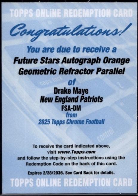 Drake Maye [Orange Geometric Refractor] #FSA-DM