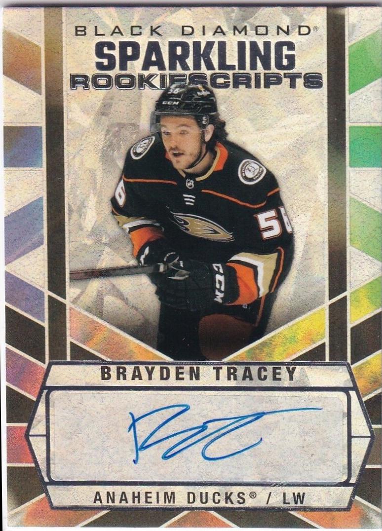 Brayden Tracey #SCR-BT Hockey Cards 2022 Upper Deck Black Diamond Sparkling Rookie Scripts