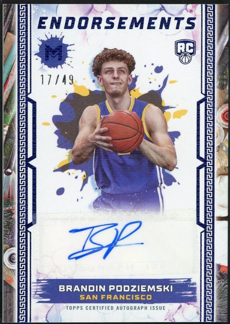 Brandin Podziemski #ME-BP Basketball Cards 2023 Topps Motif Endorsements Autograph