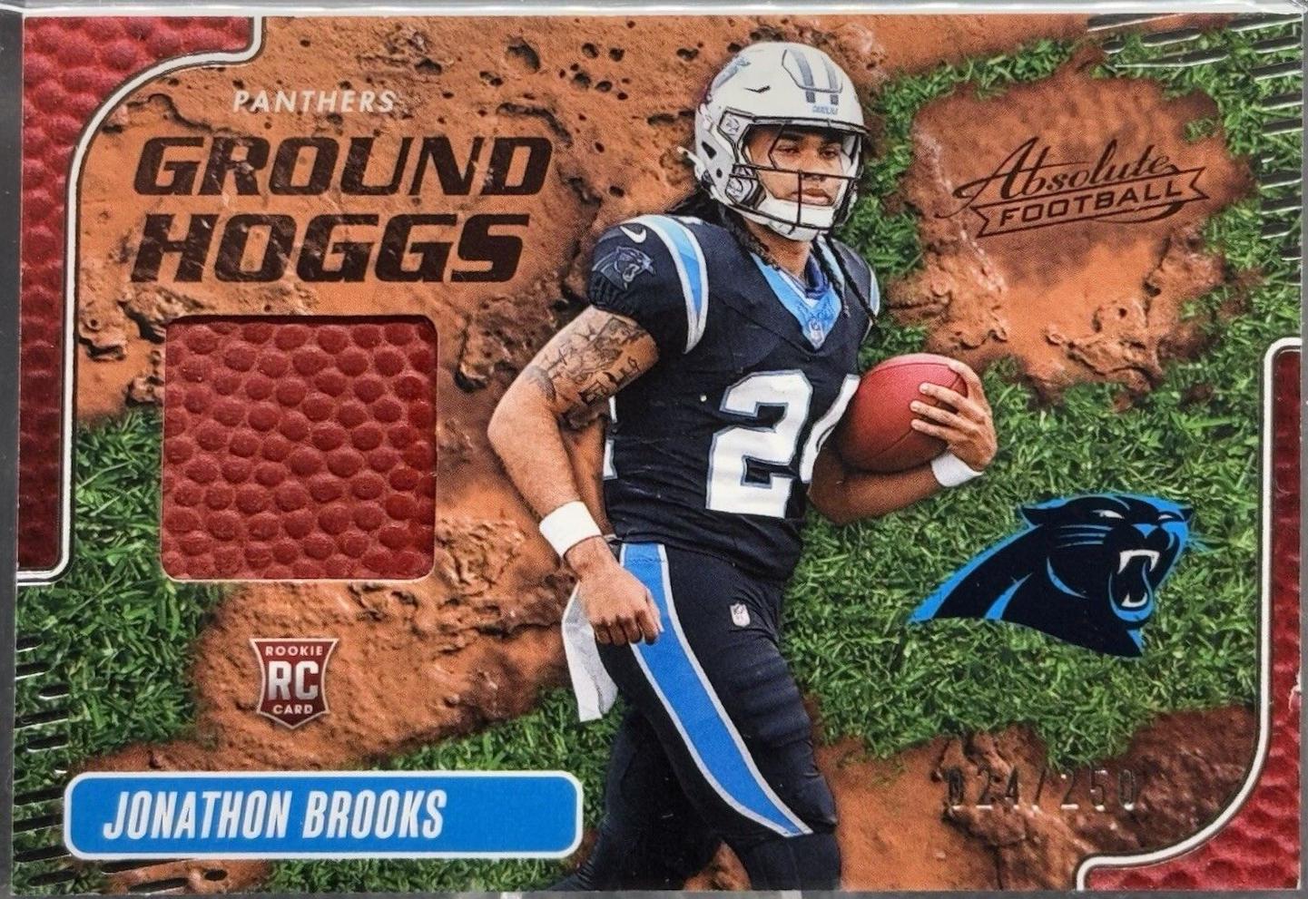 Jonathon Brooks #GHM-JBS Football Cards 2024 Panini Absolute Ground Hoggs Materials