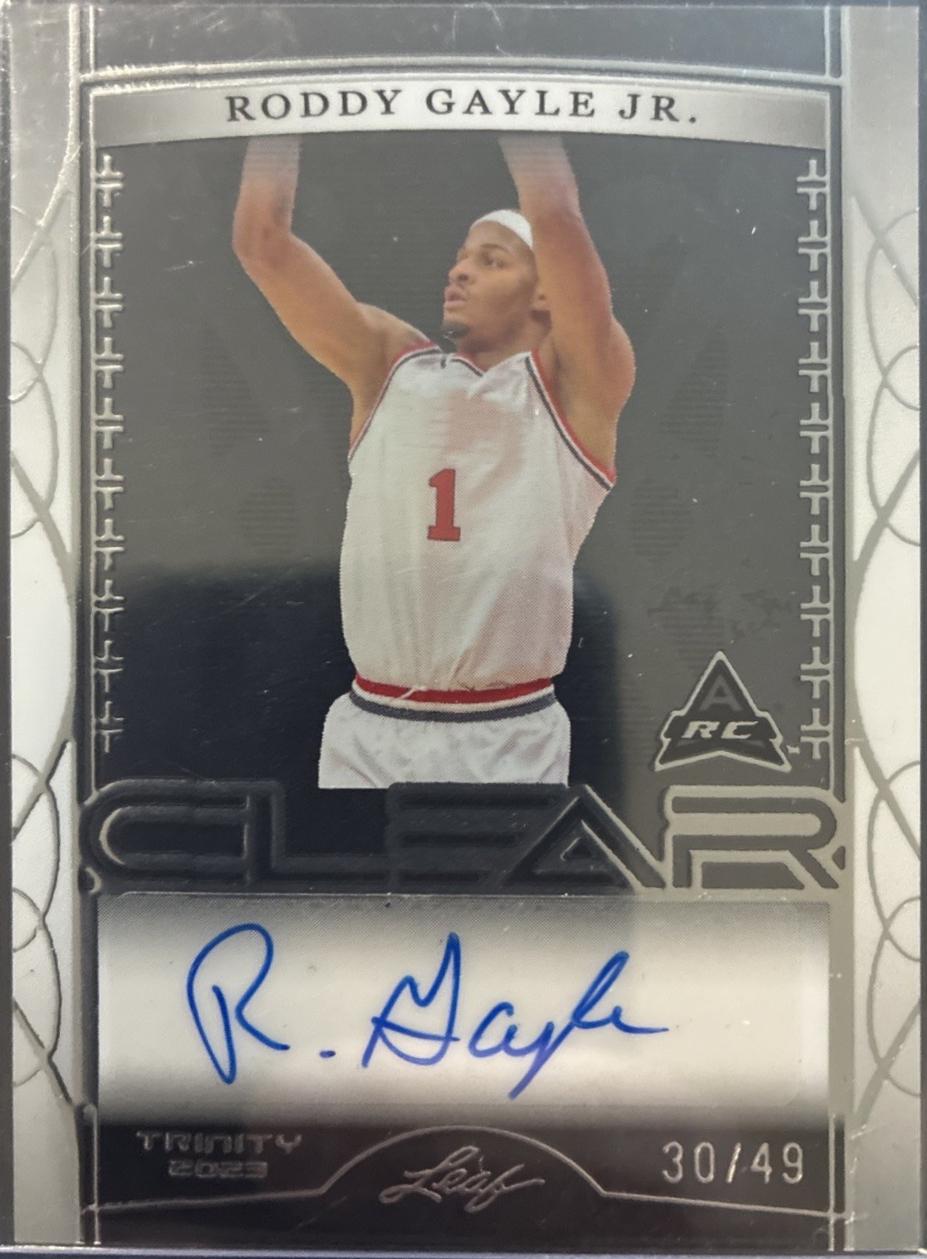 Roddy Gayle Jr. #CA-RGJ 2023 Leaf Trinity Clear Autograph Basketball