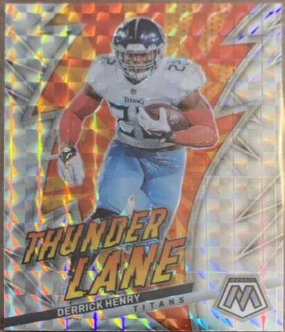 Derrick Henry #3 Football Cards 2023 Panini Mosaic Thunder Lane