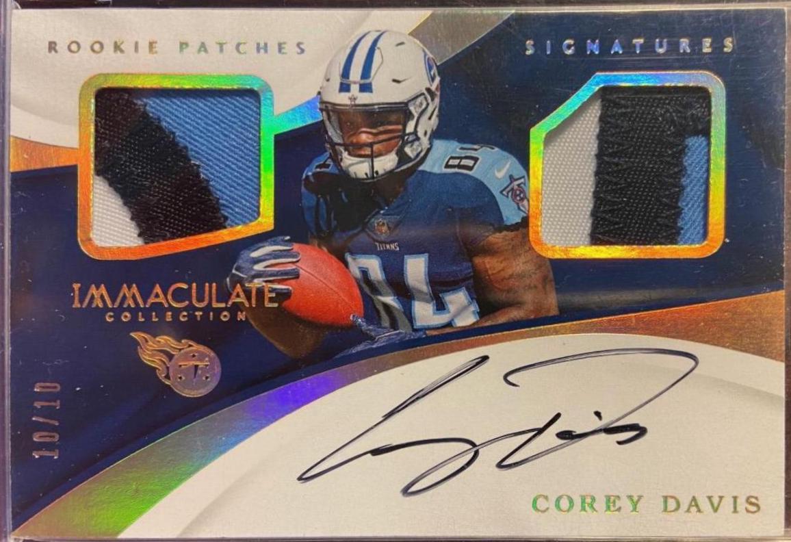 Corey Davis #1S-CD Football Cards 2017 Panini Immaculate Collection Rookie Patches Signatures