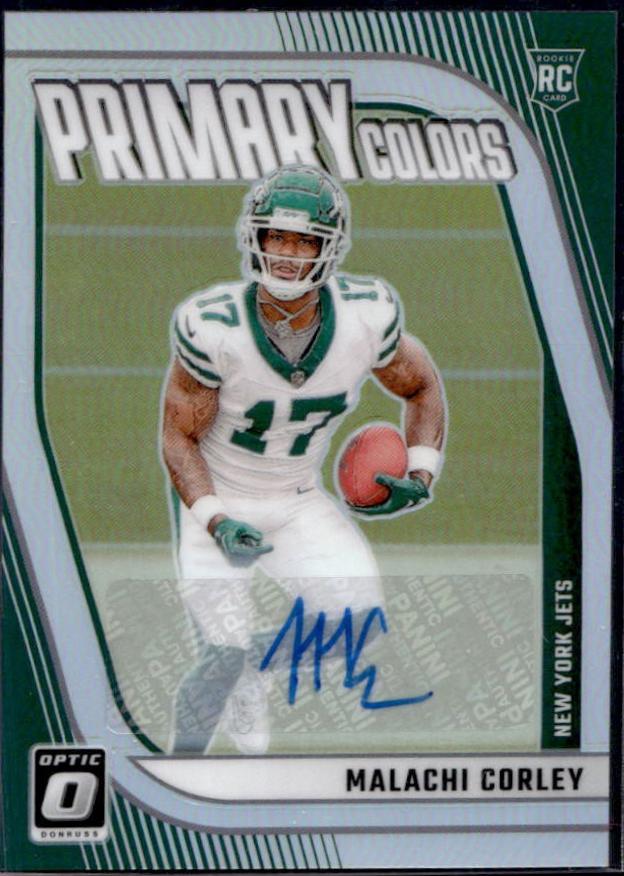 Malachi Corley #9 Football Cards 2024 Panini Donruss Optic Rookie Primary Colors Autograph