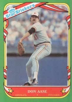 Don Aase #1 Baseball Cards 1987 Fleer Star Stickers