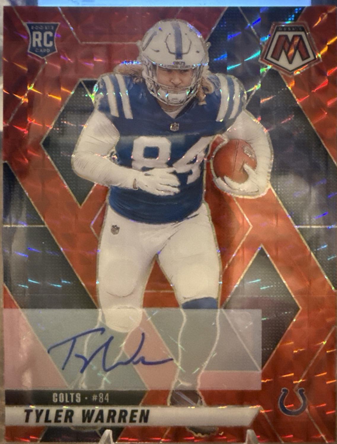 Tyler Warren [Red] #354 Prices | 2025 Panini Mosaic Rookie Autographs ...