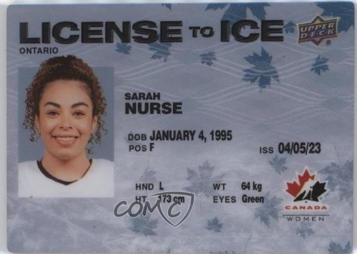 Sarah Nurse #LI-29 Hockey Cards 2023 Upper Deck Team Canada Juniors License to Ice