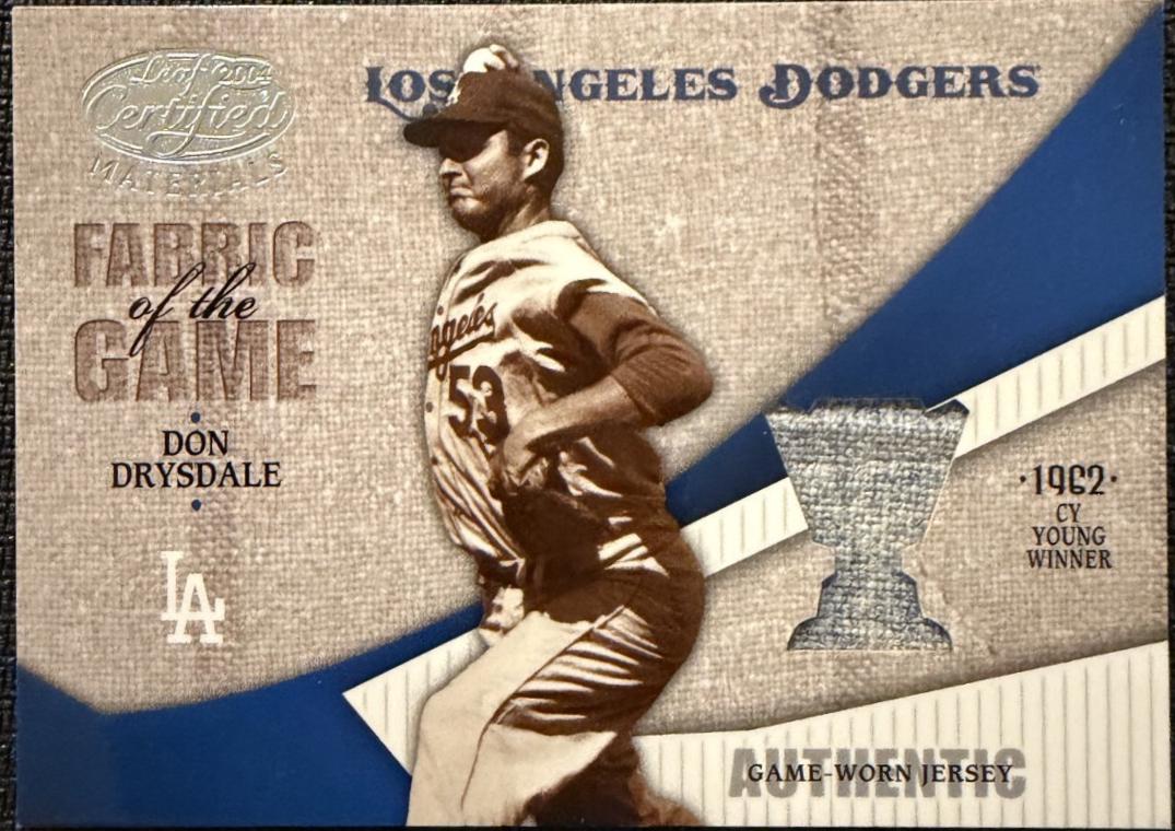 Don Drysdale #FG-29 2004 Leaf Certified Materials Fabric Of The Game Baseball