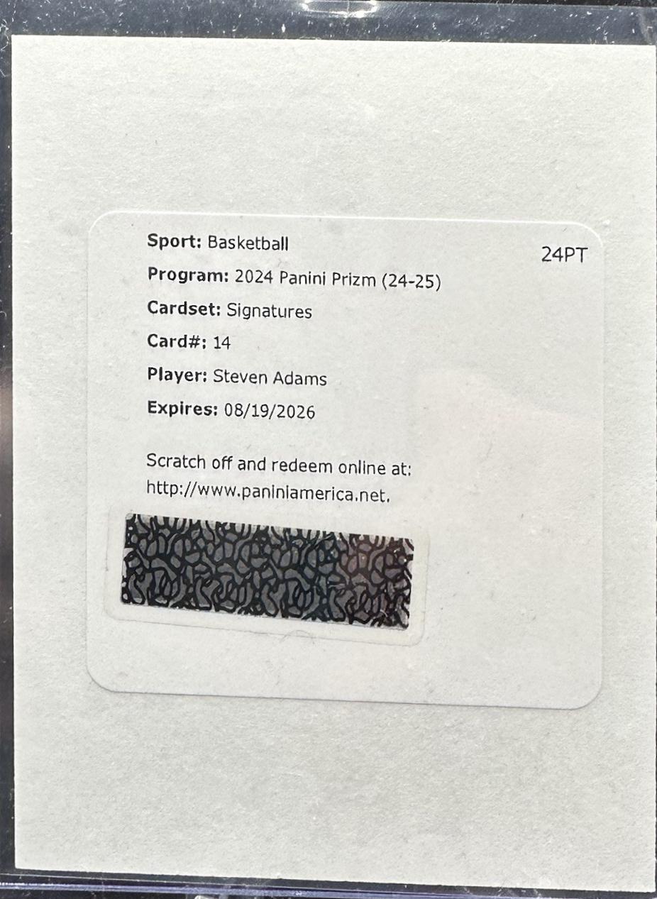 Steven Adams #SIG-SAR 2024 Panini Prizm Signature Basketball