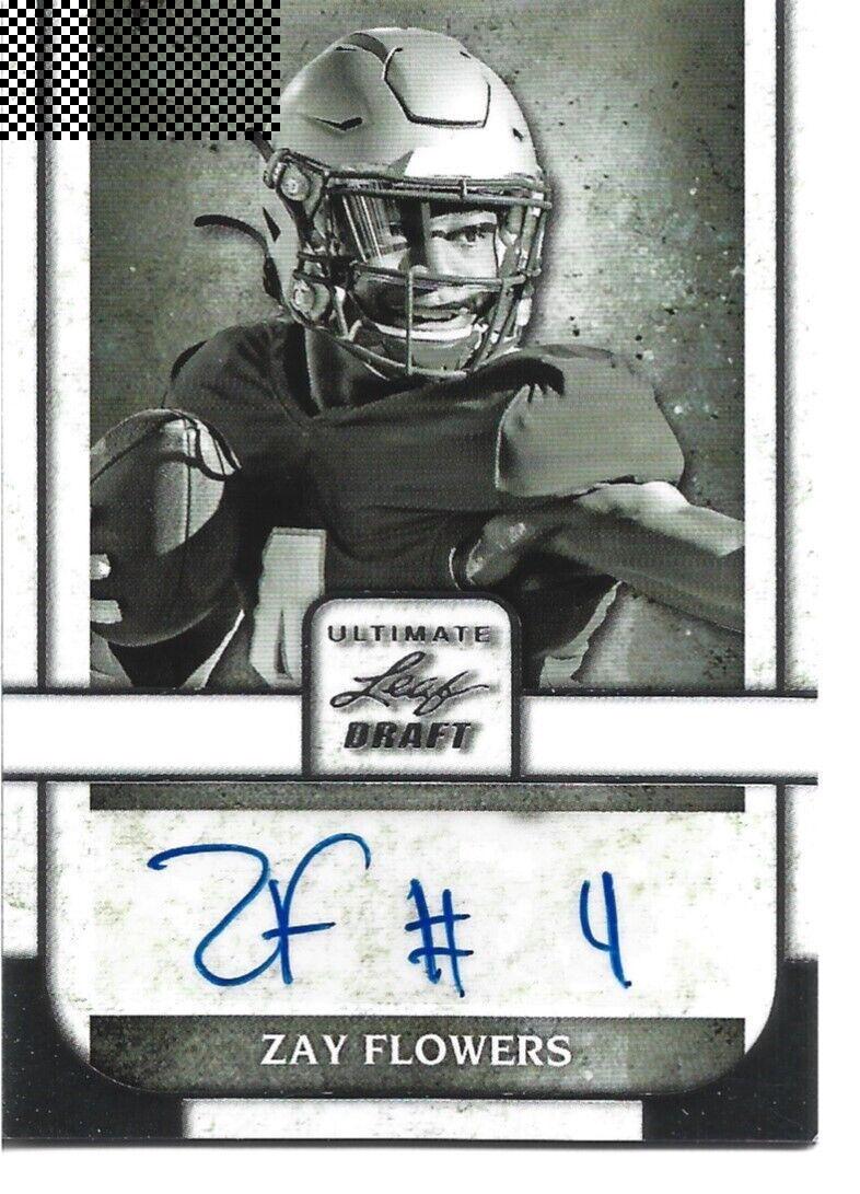 Zay Flowers #PA-ZF1 2022 Leaf Ultimate Draft Portrait Autographs Football