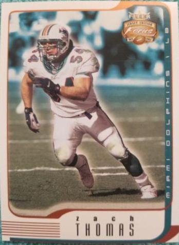 Zach Thomas #14 Football Cards 2002 Fleer Focus Jersey Edition