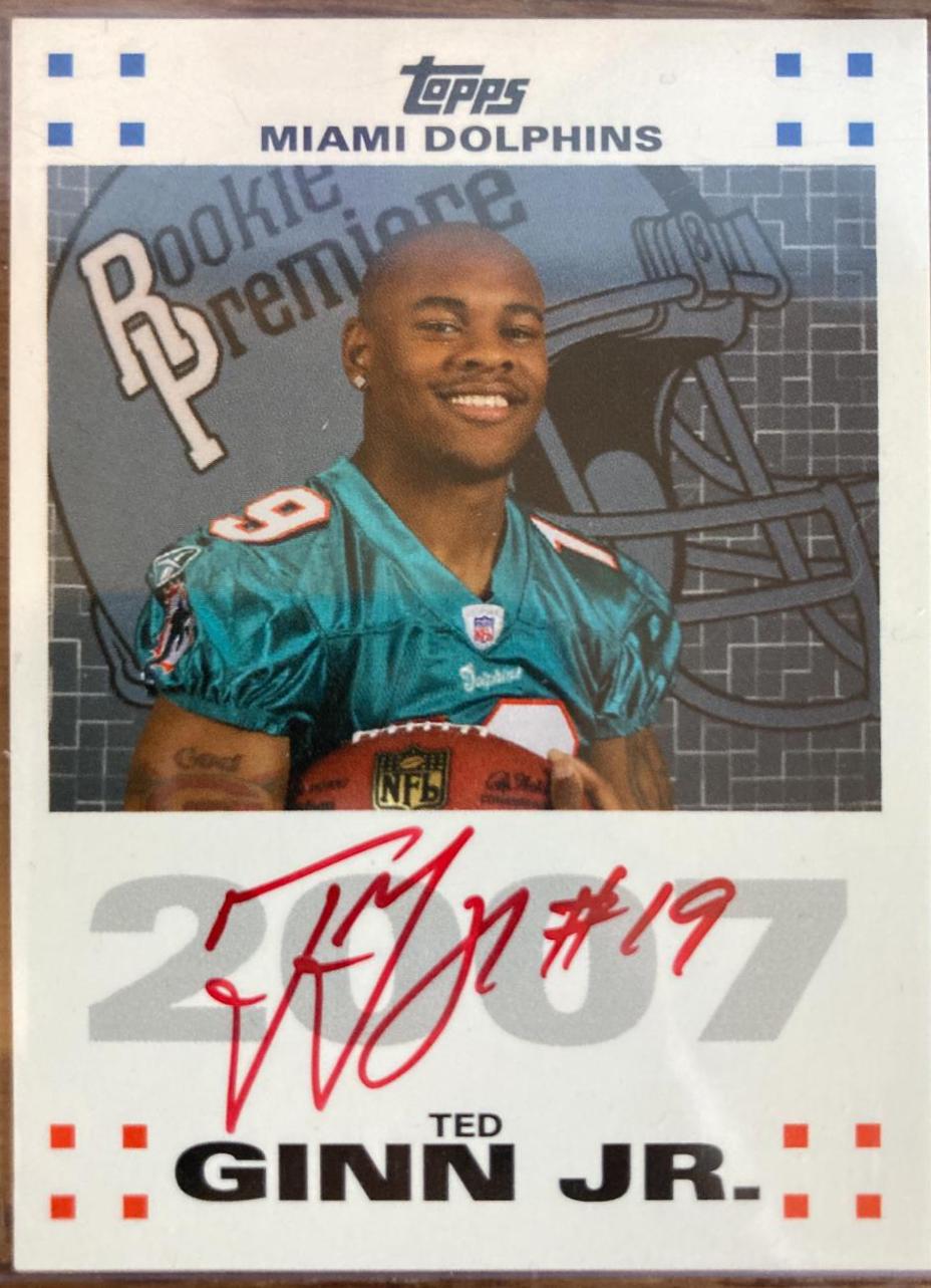 Ted Ginn Jr 2007 Topps Rookie Premiere Autograph (Red Ink) #RPA-TG Football Cards 2007 Topps Rookie Premiere Autograph