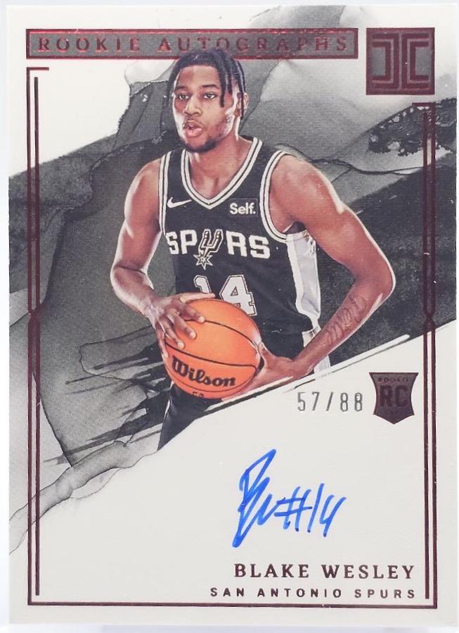 Blake Wesley #RA-BLW 2022 Panini Impeccable Rookie Autograph Basketball