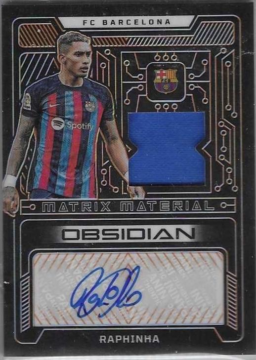 Raphinha #MMA-RHA Soccer Cards 2022 Panini Obsidian Matrix Material Autographs