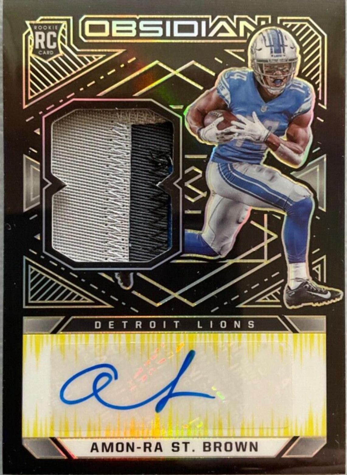Amon-Ra St. Brown #34 Football Cards 2023 Panini Obsidian Signature