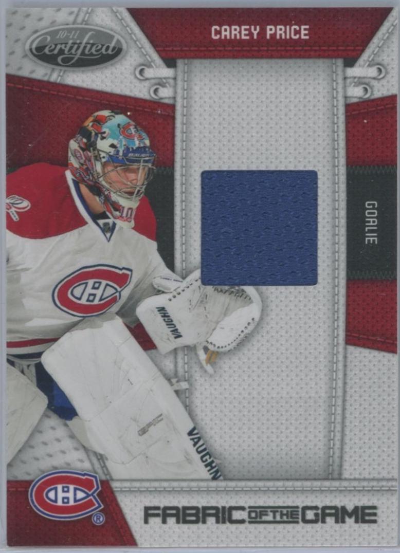 Carey Price #CAP 2010-11 Panini Certified Hockey Fabric of the Game