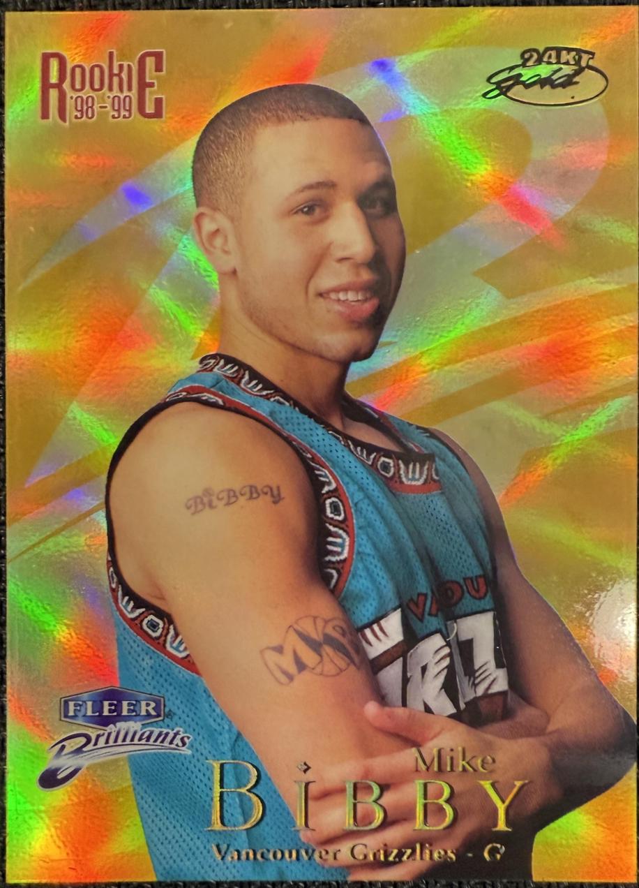 Mike Bibby 24KT Gold #102TG Basketball Cards 1998 Fleer Brilliants
