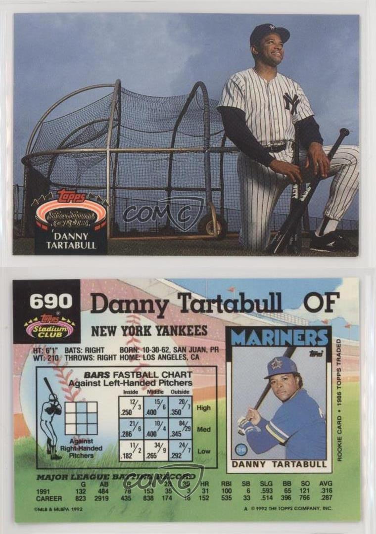 Danny Tartabull #690 Baseball Cards 1992 Stadium Club