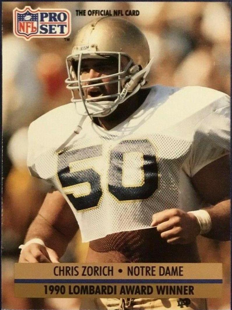 Chris Zorich #33 Football Cards 1991 Pro Set