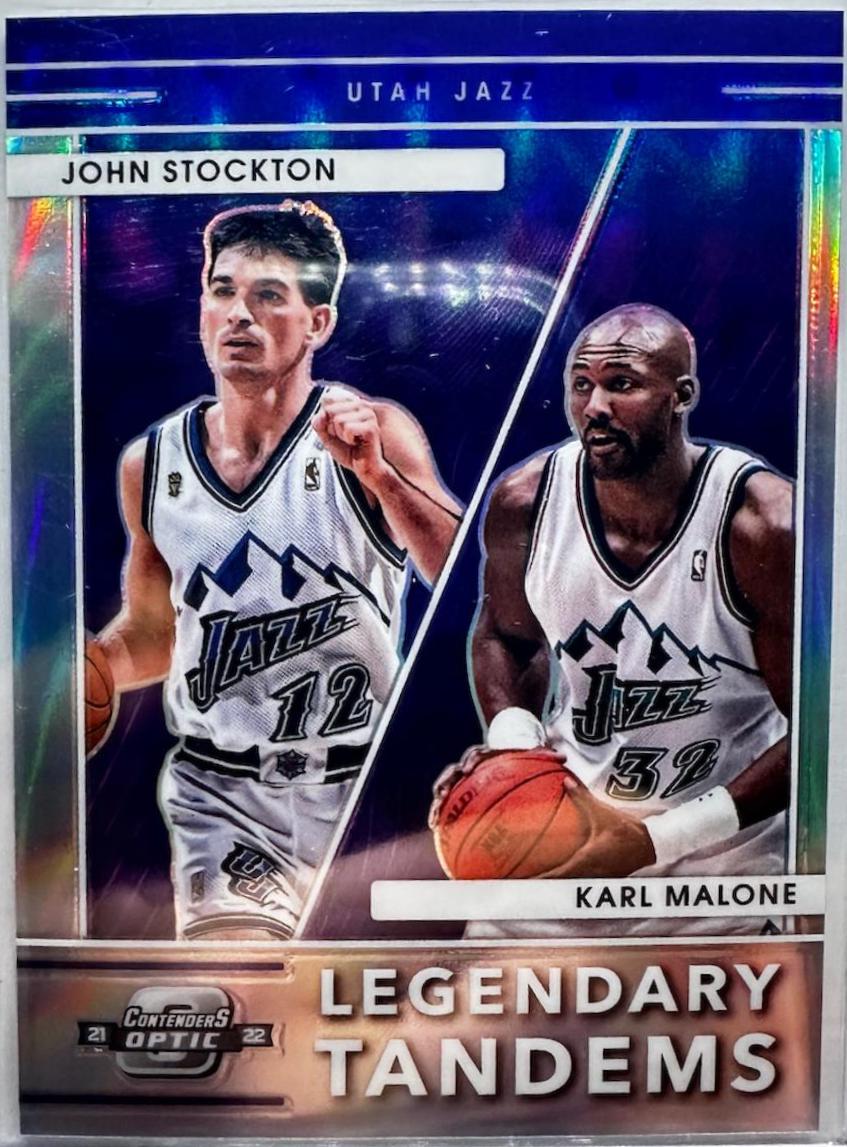 John Stockton, Karl Malone #1 Basketball Cards 2021 Panini Contenders Optic Legendary Tandems