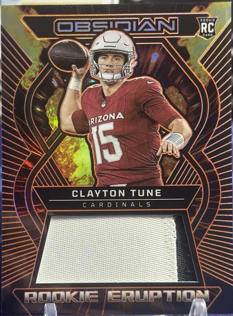 Clayton Tune #REM-CTU Football Cards 2023 Panini Obsidian Rookie Eruption Material