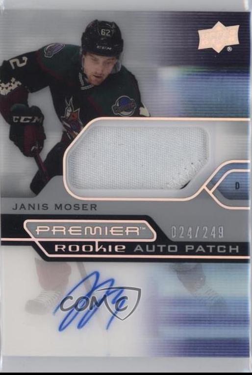 J.J. Moser #AR-JM 2021 Upper Deck Premier Acetate Rookie Auto Patch Hockey