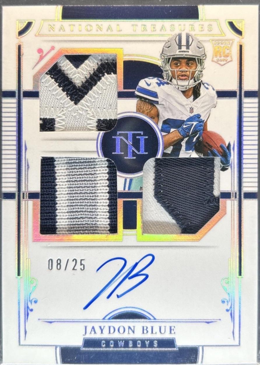 Jaydon Blue #42 2025 Panini National Treasures Rookie Material Signature Triple Football