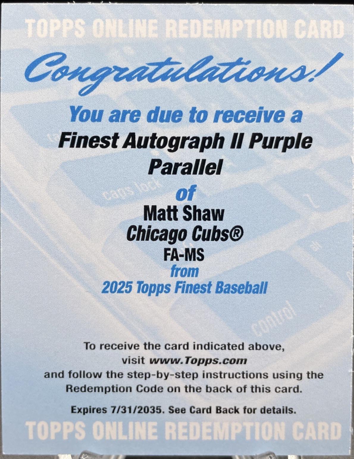 Matt Shaw [Purple Refractor] #FA-MS