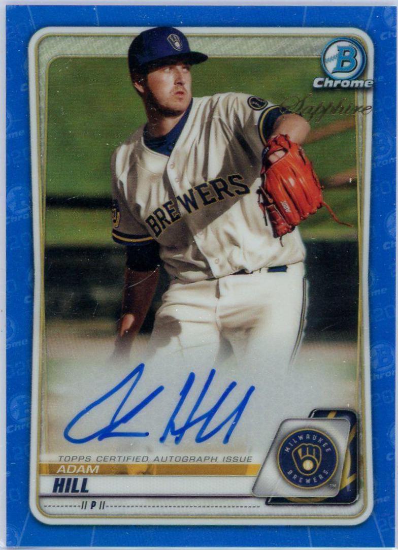Adam Hill #BSPA-AHI Baseball Cards 2020 Bowman Sapphire Autographs