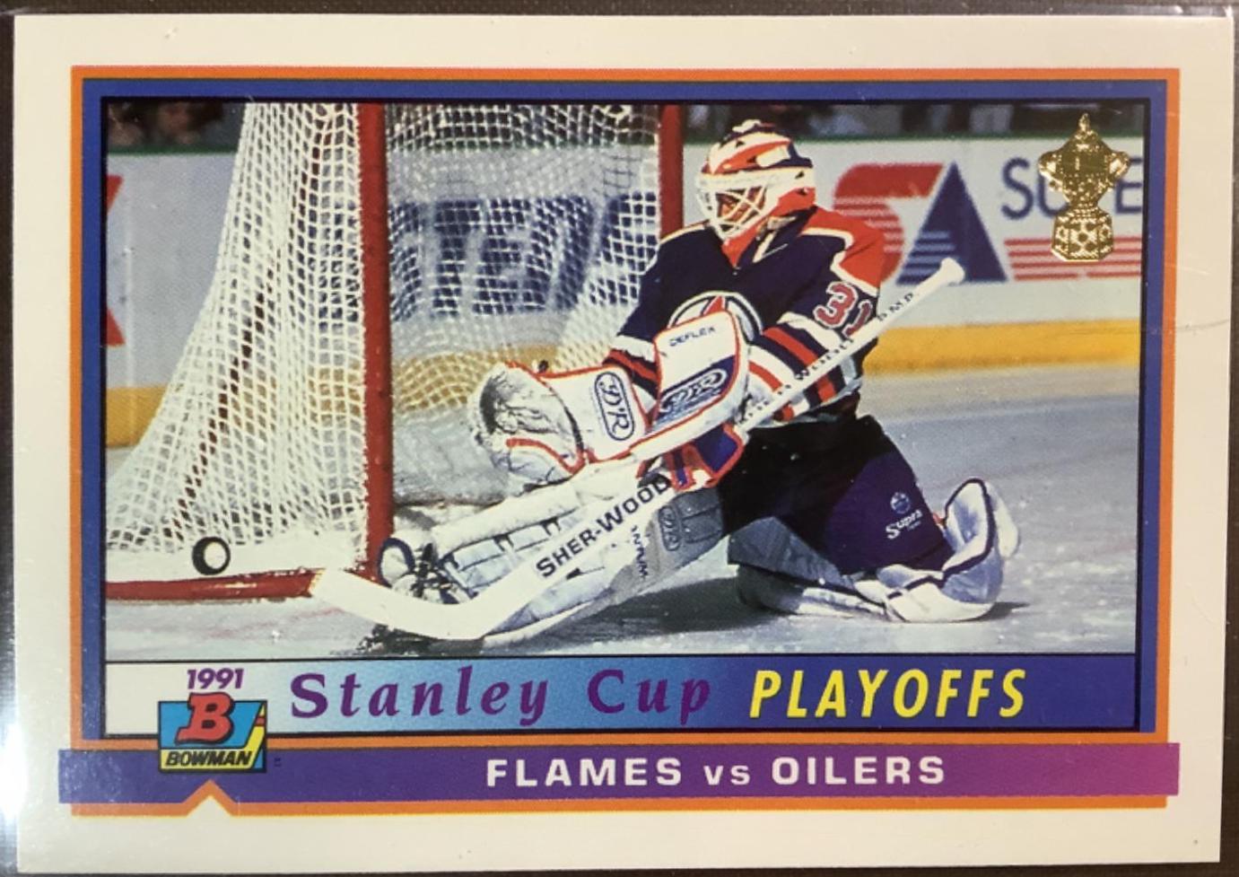 Flames vs Oilers #407 1991-92 Bowman Hockey