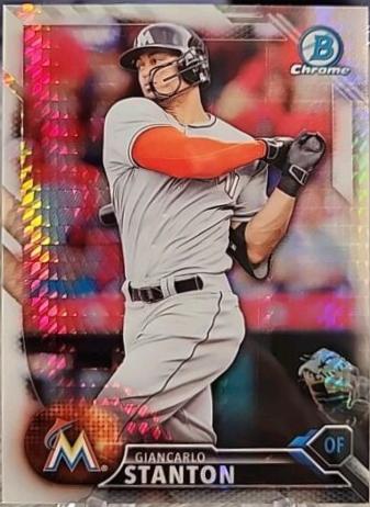 Giancarlo Stanton #BNR-24 Baseball Cards 2016 Bowman Chrome National Refractors