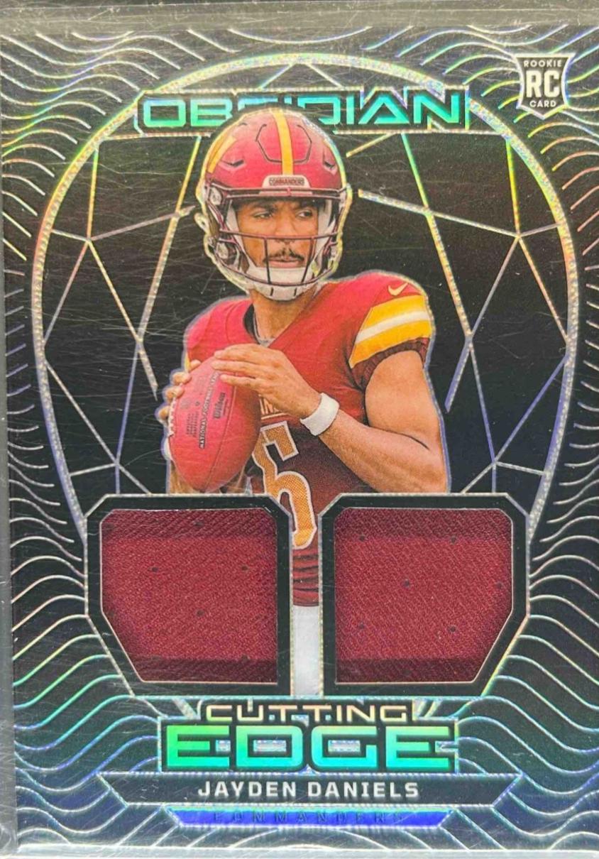 Jayden Daniels #3 Football Cards 2024 Panini Obsidian Cutting Edge Materials