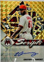 Cristopher Sanchez [Gold] #SC-CS Baseball Cards 2022 Panini Mosaic Scripts Autographs Prices