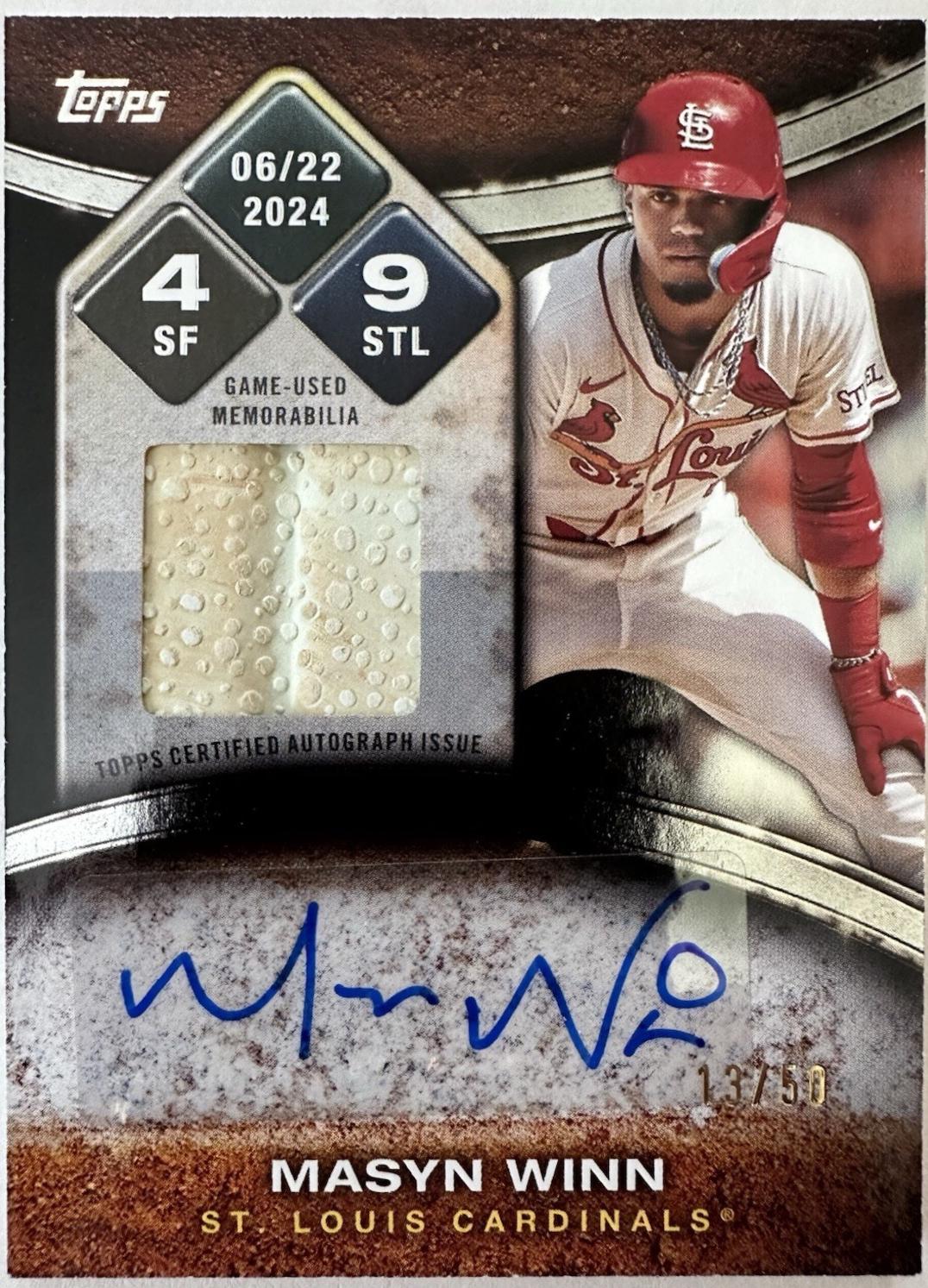 Masyn Winn #RTBA-WIN 2025 Topps Rounding The Bases Autograph Relic Baseball