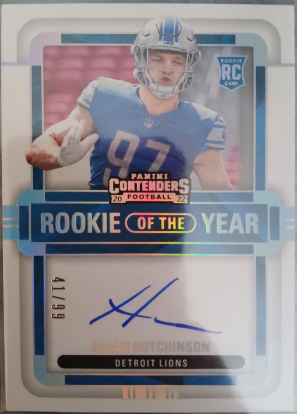 Aidan Hutchinson #RYA-AHU Football Cards 2022 Panini Contenders Rookie of the Year Autographs
