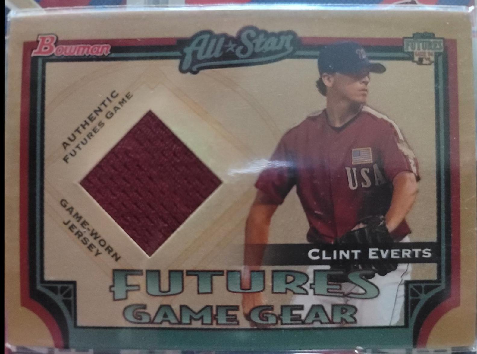Clint Everts #FGG-CE Baseball Cards 2004 Bowman Future Game Gear